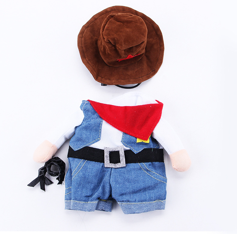 Cowboy Pet Costume Western Style Dog Outfit with Hat and Bandana